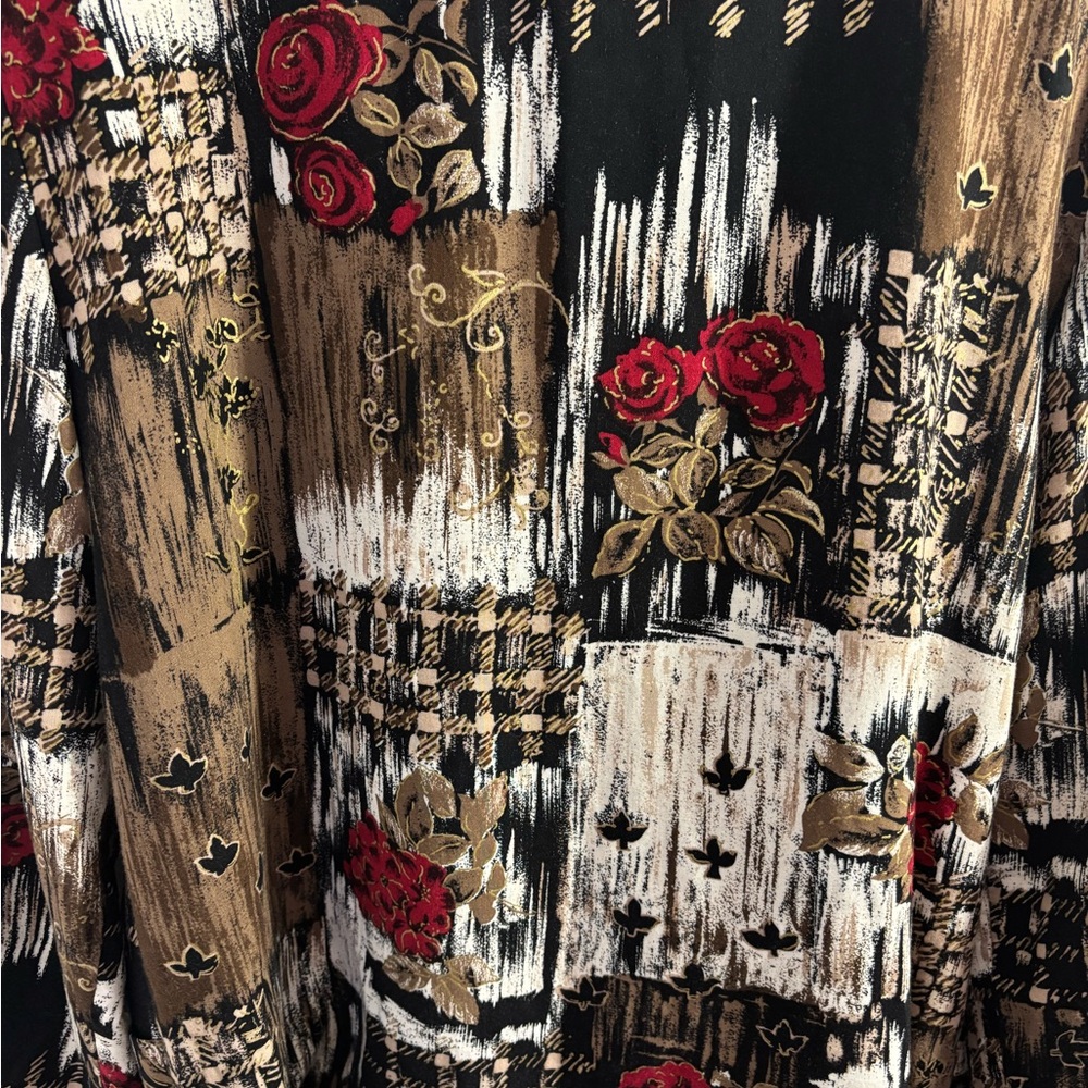 Vintage Women’s Lightweight Red Rose Abstract Earth Tones Oversized Blazer M/L‎ - Picture 14 of 16